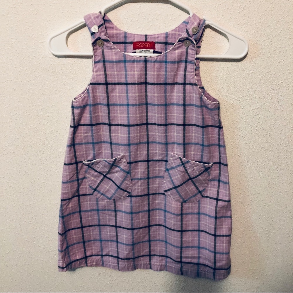 ESPIRIT MINI Purple Plaid Flannel Jumper Dress L